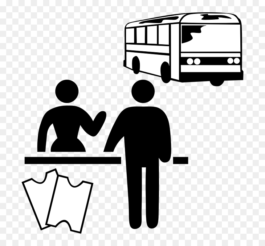 Black And White Bus Clip Art, HD Png Download - ticket vector png