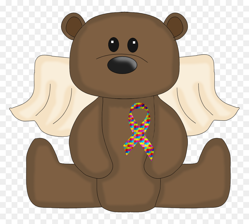 #autism #ribbon #bearwithwings #freetoedit - Breast Cancer Thinking Of You, HD Png Download - autism ribbon png