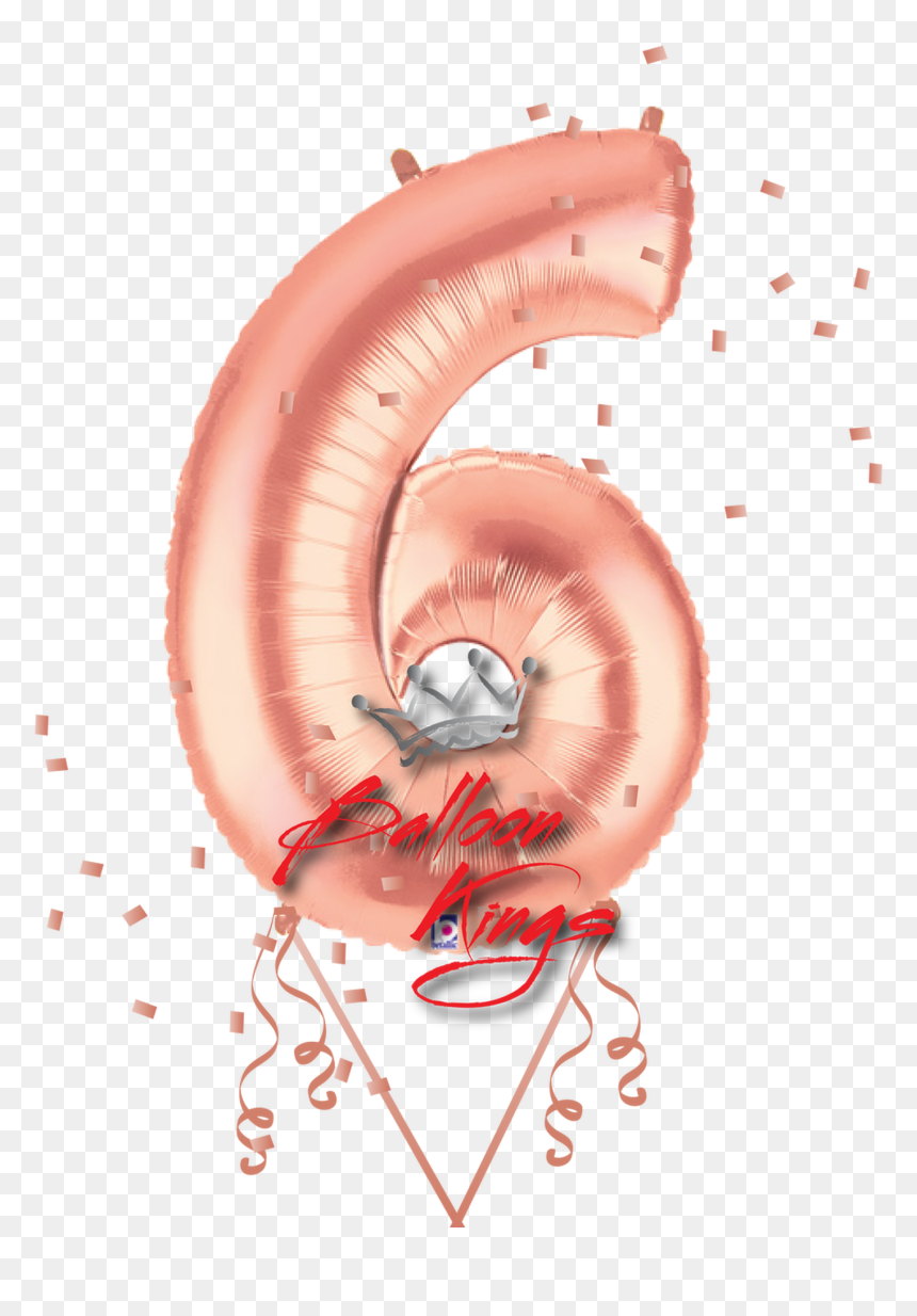 Rose Gold Number - 6 Number Rose Gold Balloon, HD Png Download - gold numbers png