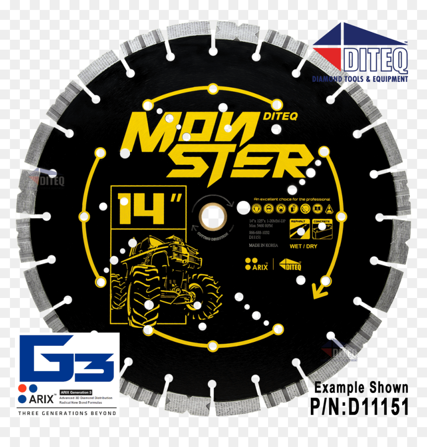 C/a-33mb Arix™ Monster Concrete & Asphalt Blades - Diteq 20 Block, HD Png Download - asphalt png