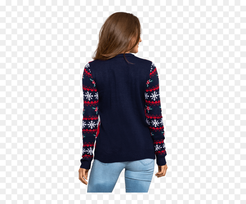 Womens Christmas Sweater - Cardigan, HD Png Download - christmas sweater pattern png