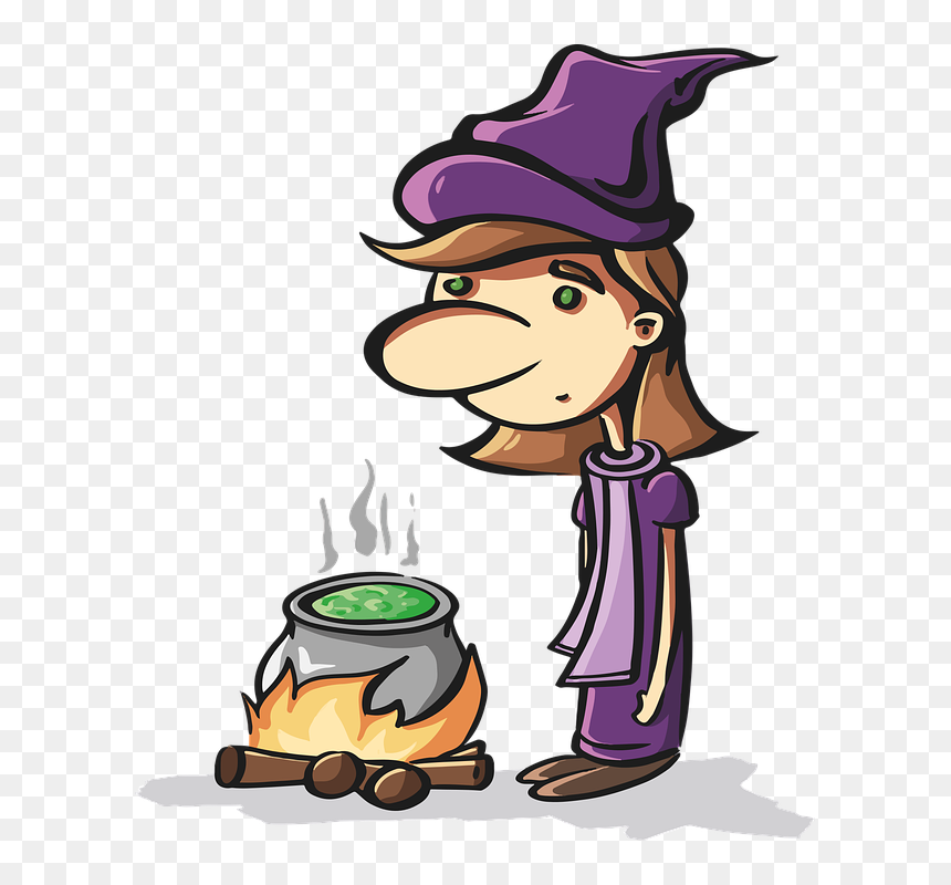 The Witch Helloween Horror Mystical Comic Pot Cartoon - Cartoon, HD Png Download - sorcerer png