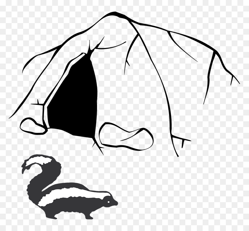 Stinky, Skunk, Smell, Cave, Nature, Animals - Cave Clipart Black And White, HD Png Download - stink png