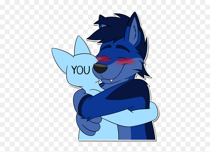 Bleuxwolf-hugging - Cartoon, HD Png Download - hugging png