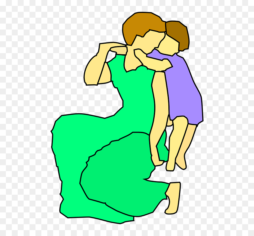 Clipart Cartoon Child Hugging Mother - Mom Clipart, HD Png Download - hugging png