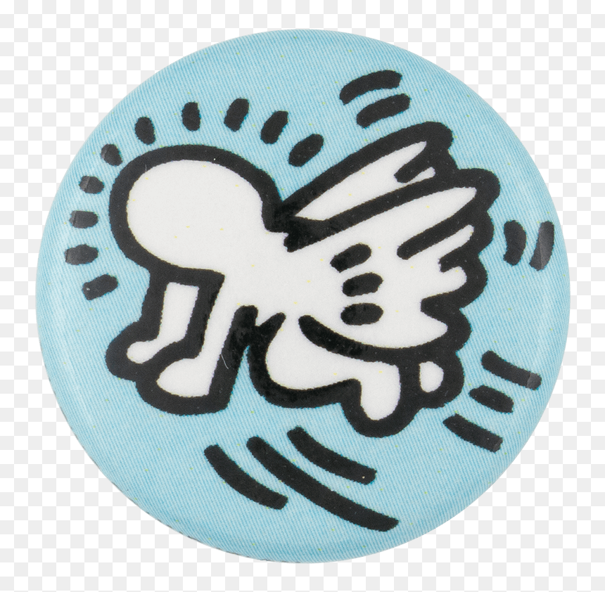 Keith Haring Flying Baby Art Button Museum - Keith Allen Haring Artwork, HD Png Download - baby angel wings png