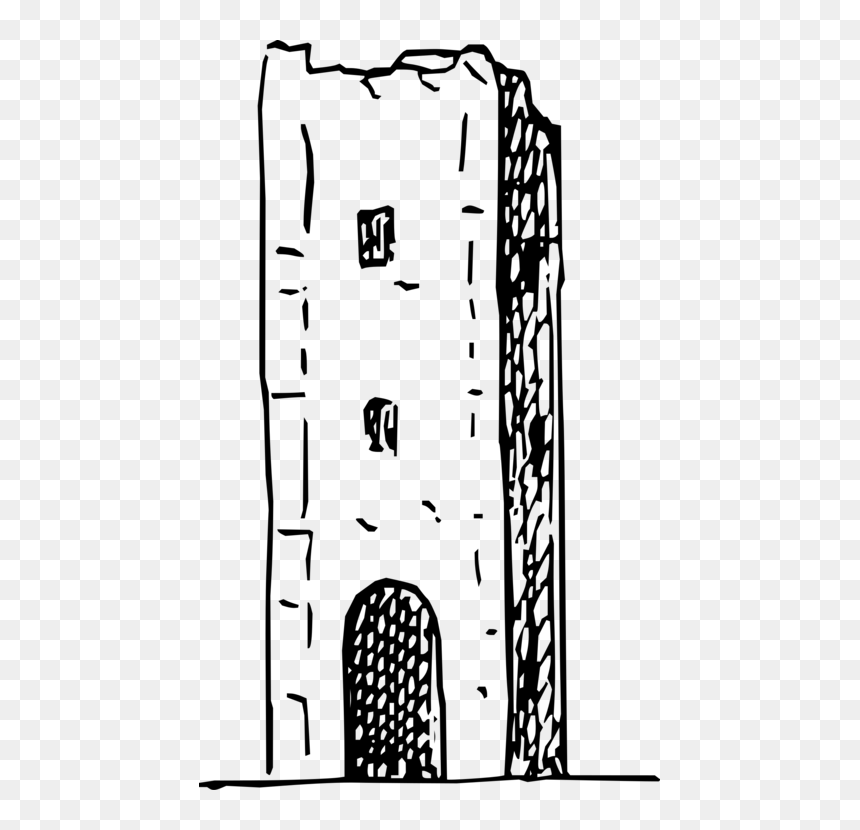 Line Art,area,monochrome Photography - Fort Tower Gate Clipart, HD Png Download - eiffel tower drawing png