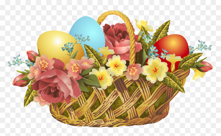 Transparent Vintage Clipart - Vintage Easter Basket, HD Png Download - easter flowers png