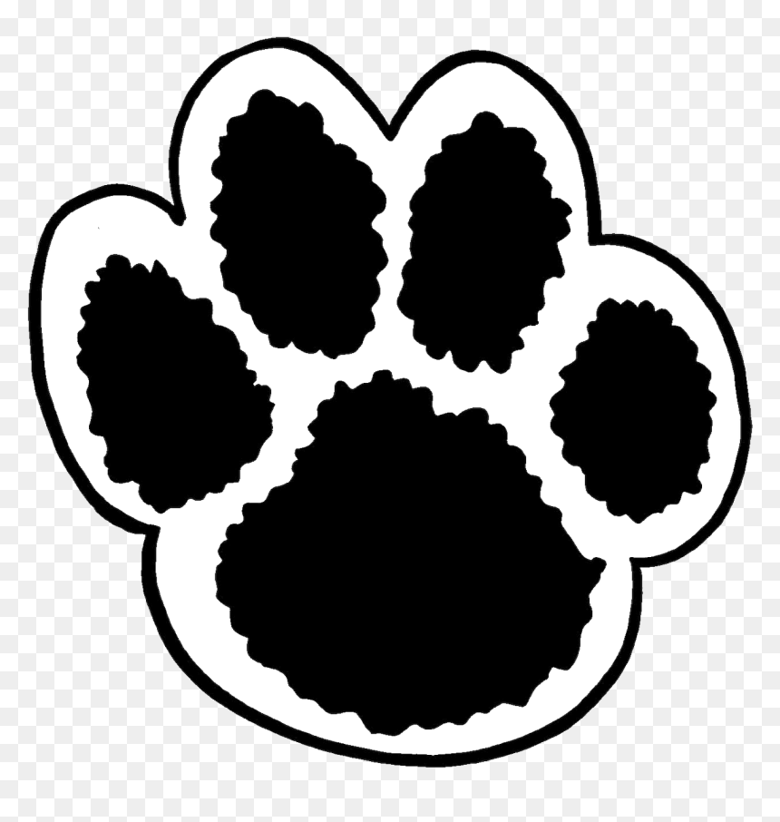 Paw Print Clip Art In Black And White Transparent Png - Bear Paw Print Clip Art, Png Download - white paw png