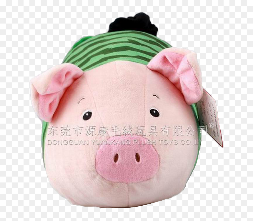 Plush Cute Emoji Watermelon Pig Pillow Soft Toy - Stuffed Toy, HD Png Download - watermelon emoji png