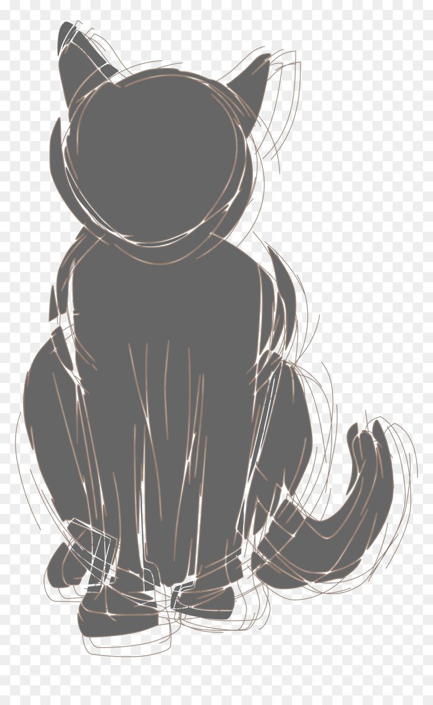 Gato Negro A Lapiz, HD Png Download - black cat silhouette png