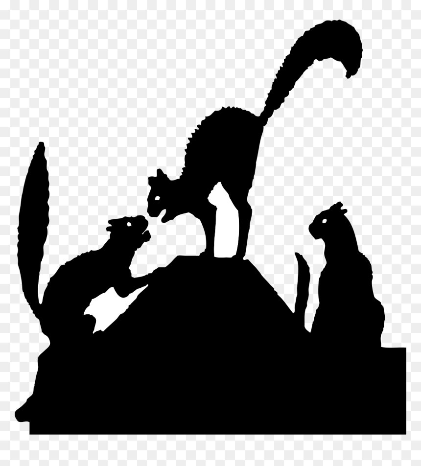 Cat Silhouette Outline - Cat Fight Clipart, HD Png Download - black cat silhouette png