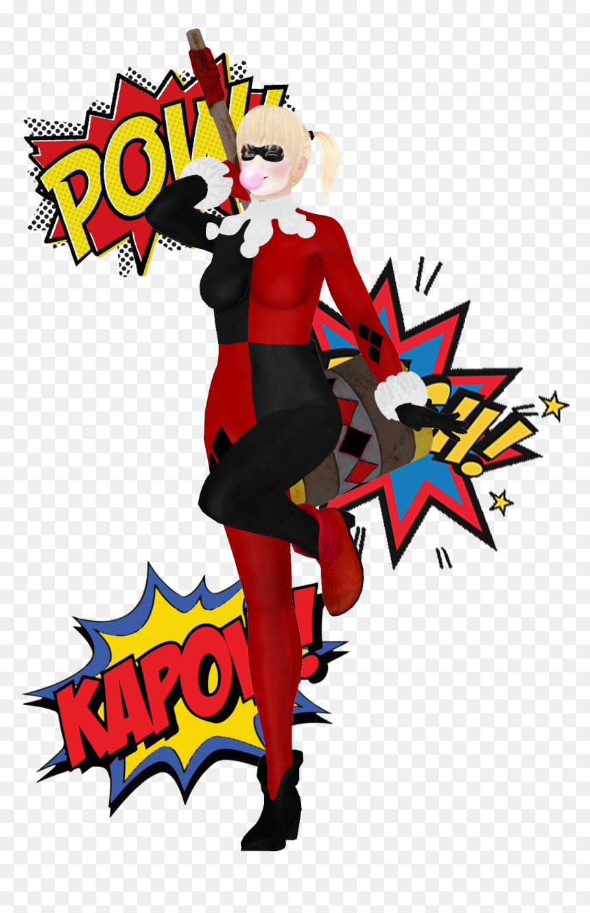 Mmd Harley Quinn Dl, HD Png Download - pow png