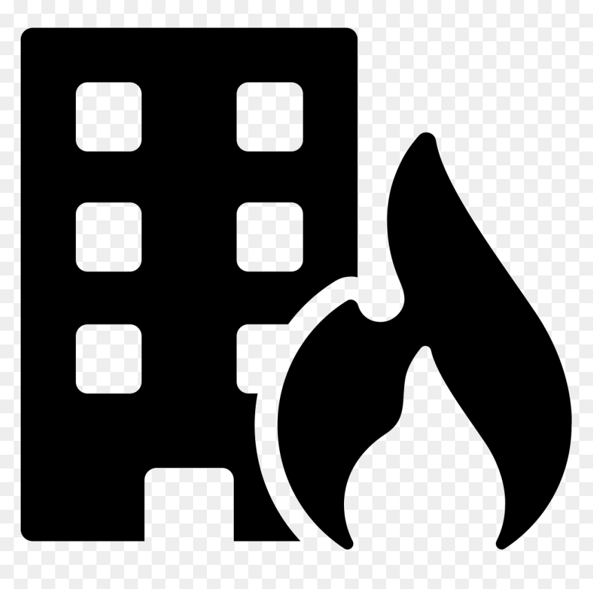 Building On Fire Silhouette, HD Png Download - fire icon png