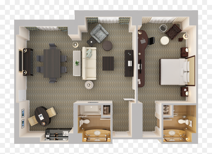 Hilton Bonnet Creek 2 Bedroom Suite, HD Png Download - bed top view png