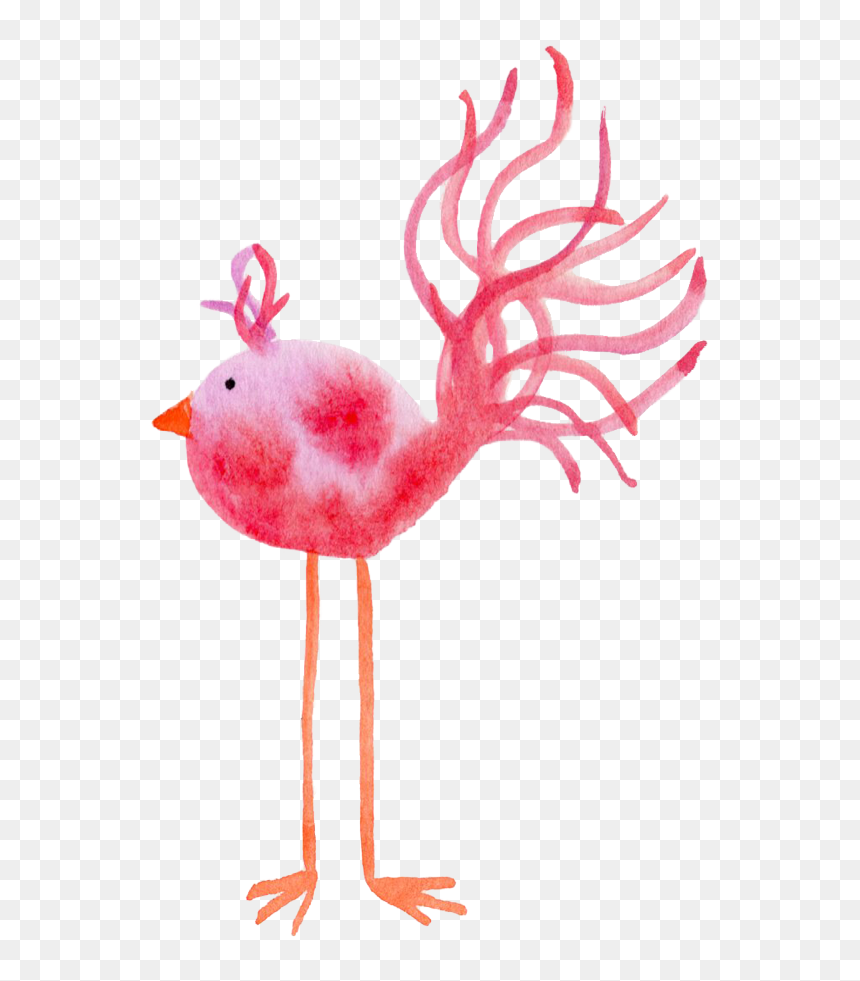 Pink Watercolor Bird Feather Friday - Cartoon, HD Png Download - watercolor feather png