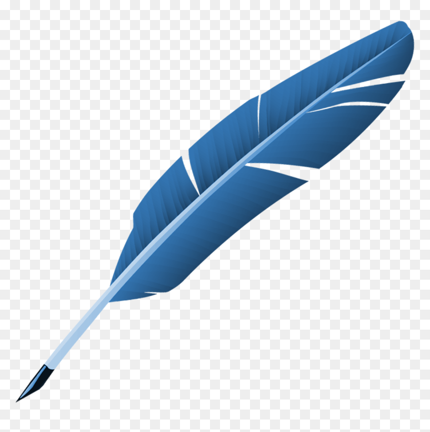 Feather Clip Art Blue - Transparent Background Feather Pen Png, Png Download - watercolor feather png
