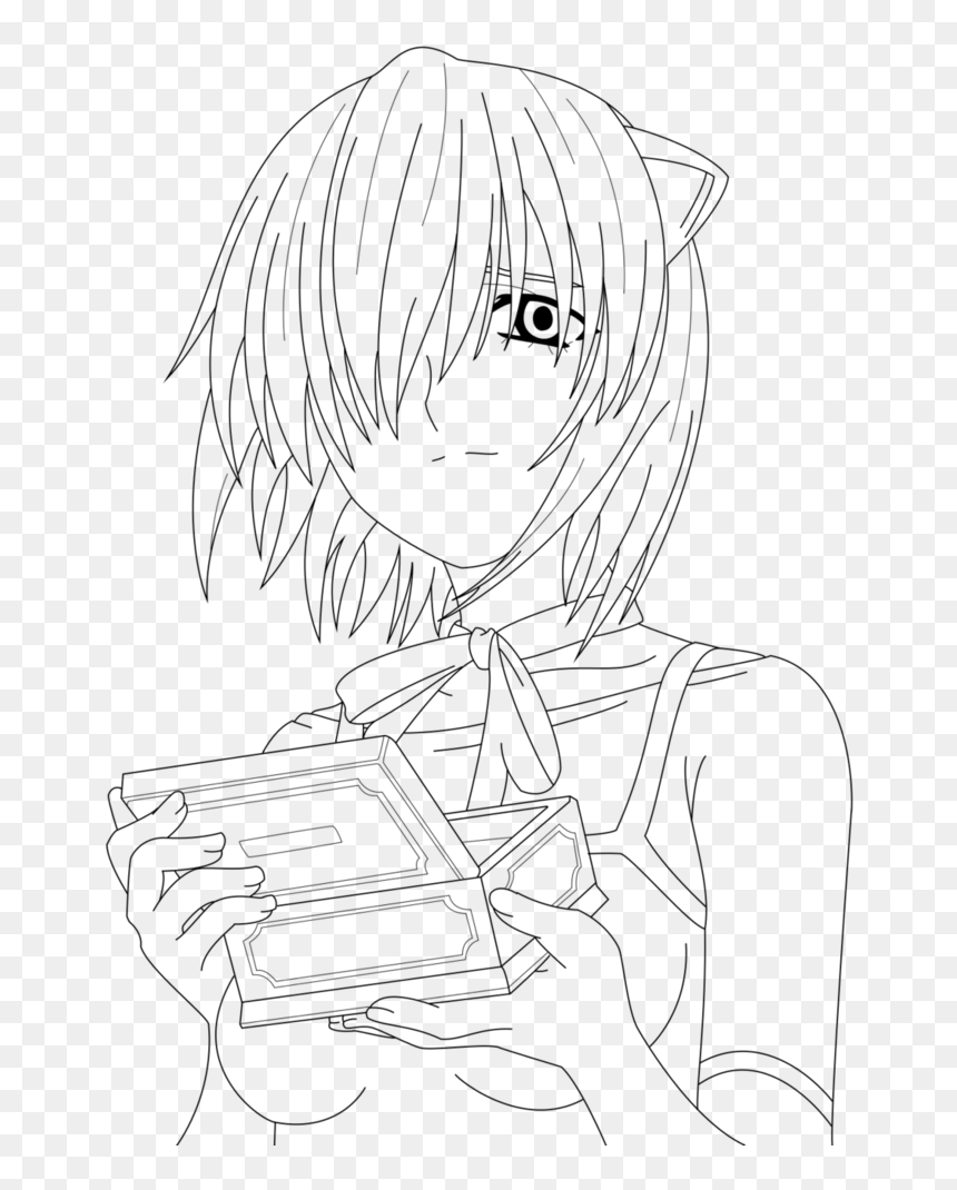Drawn Elfen Head - Elfen Lied Line Art, HD Png Download - elfen lied png
