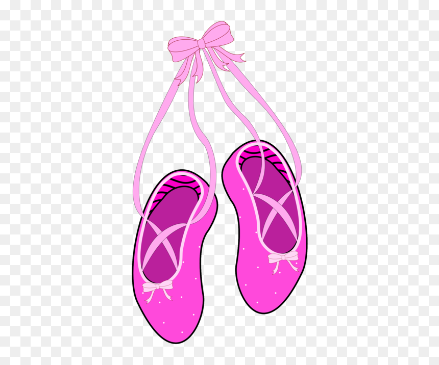 Pink,sandal,flip Flops - Clip Art Ballet Slippers, HD Png Download - slippers png