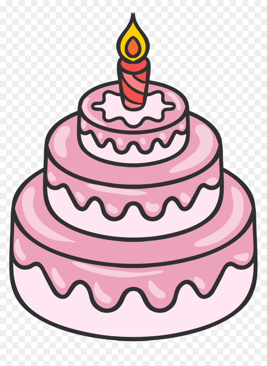 Hand Painted Three Tier - Cake Painting Png, Transparent Png - pink cake png