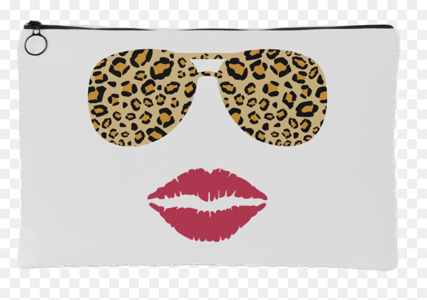 Leopard Sunglasses & Red Lipstick Lips - Wallet, HD Png Download - red lipstick png