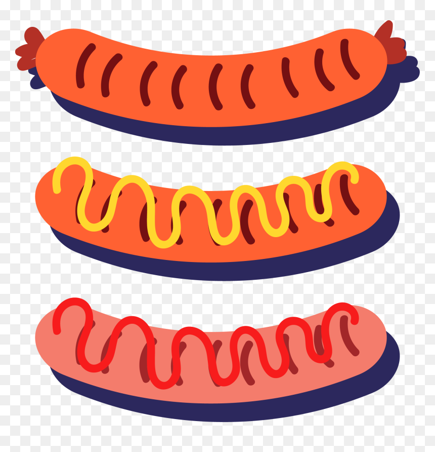Hot Dog Barbecue Grill Sausage - Sausage Clipart, HD Png Download - bratwurst png