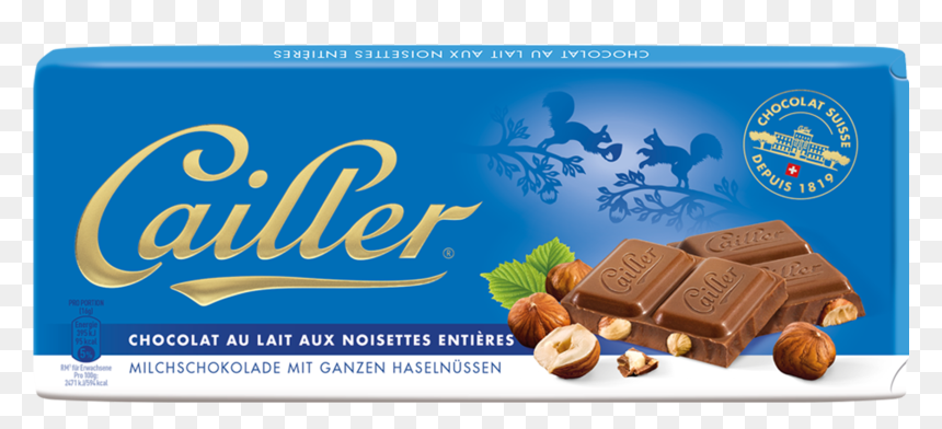 Milk Chocolate Tablet With Hazelnuts 100g - Cailler Milk Choco Hazelnut, HD Png Download - hazelnut png