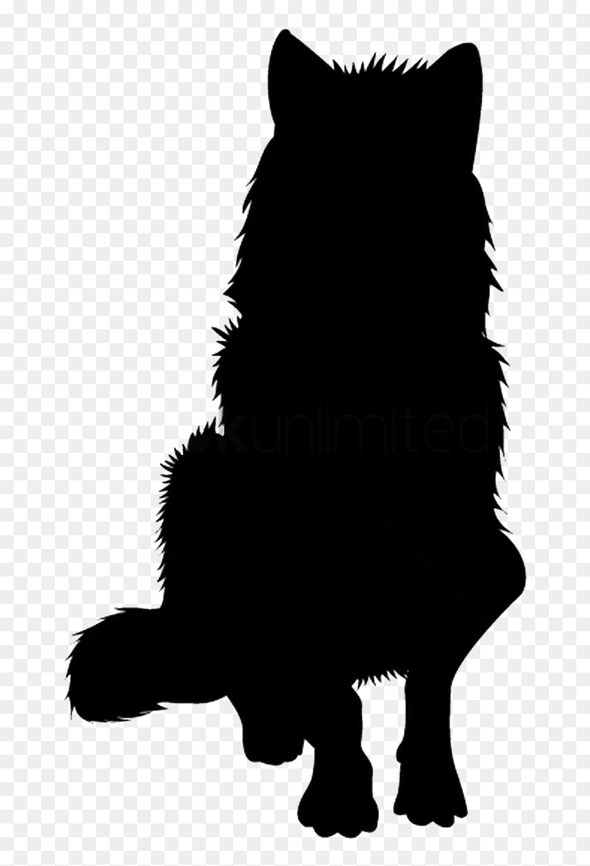 Black Wolf Sitting Png, Transparent Png - sitting dog silhouette png