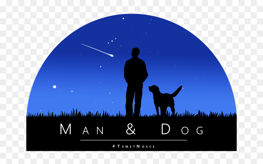 Of A Man And Dog Sitting And Watching The Night Sky - Man And Dog Sitting Silhouette, HD Png Download - sitting dog silhouette png