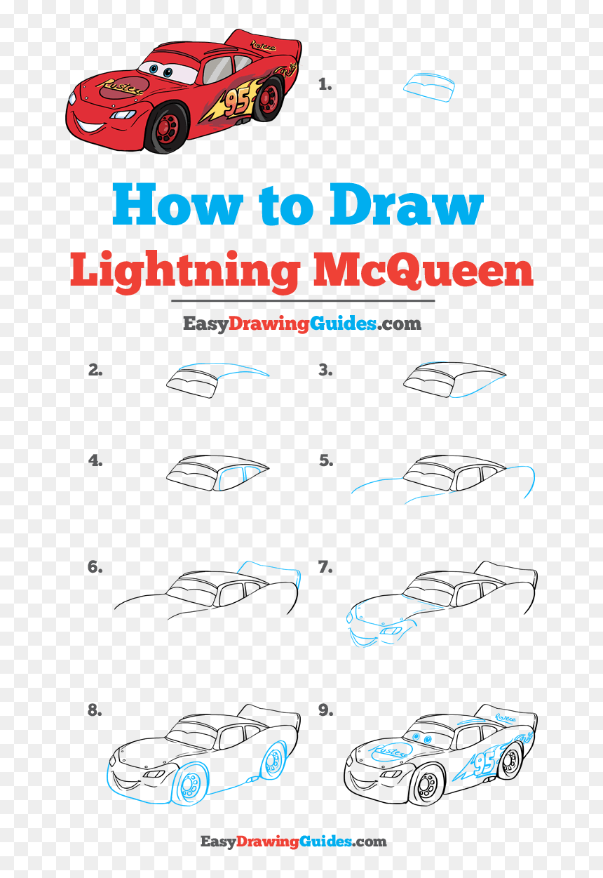 How To Draw Lightning Mcqueen - Lightning Mcqueen Easy Drawing, HD Png Download - mcqueen png