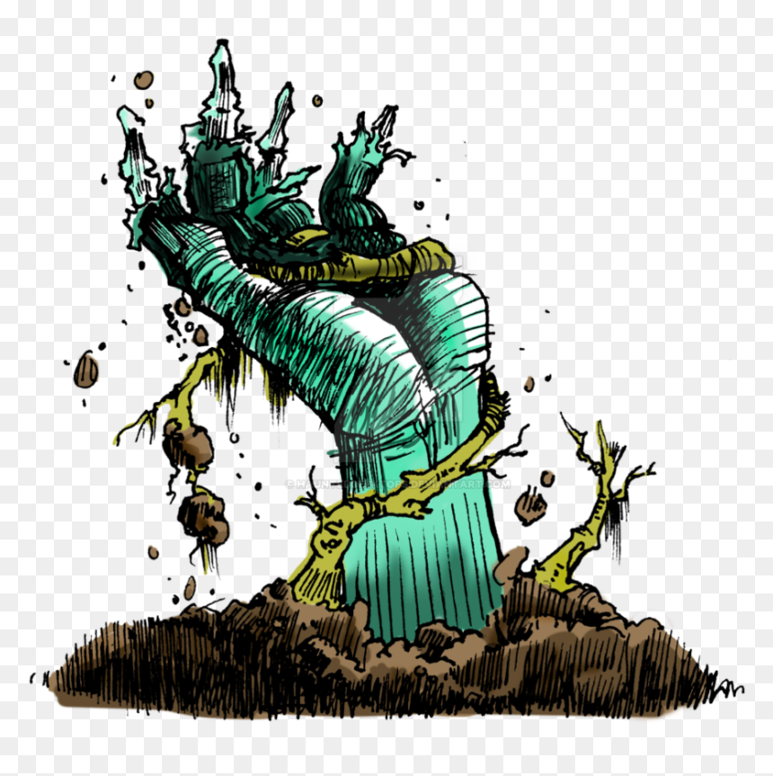 Illustration,fictional Art,art - Zombie Transparent Grave Clipart, HD Png Download - hand out png