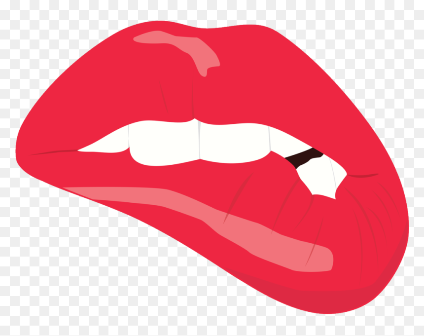 Lipstick How I - Biting Lip Transparent Background, HD Png Download - lips outline png
