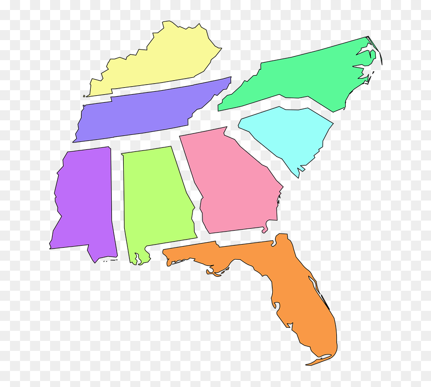 Map, Florida, Alabama, Mississippi, Georgia, Tennessee - Georgia Cumberland Conference, HD Png Download - alabama outline png