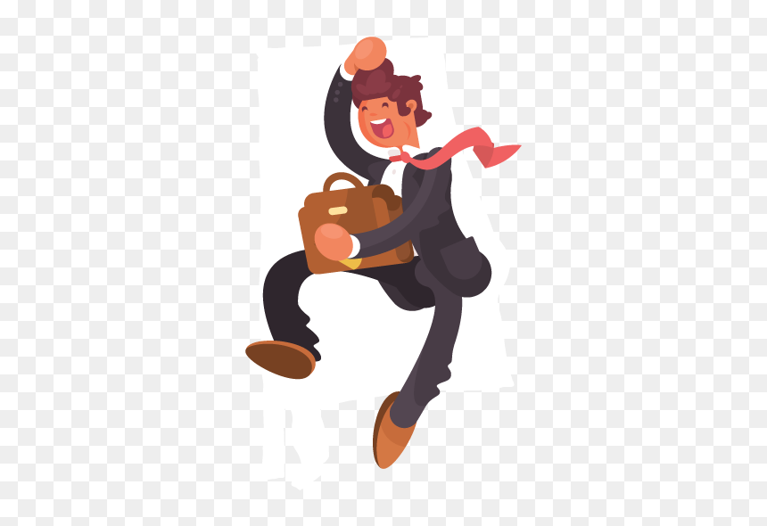 A Jumping Businessman In Front Of An Outline Of Alabama - Businessperson, HD Png Download - alabama outline png