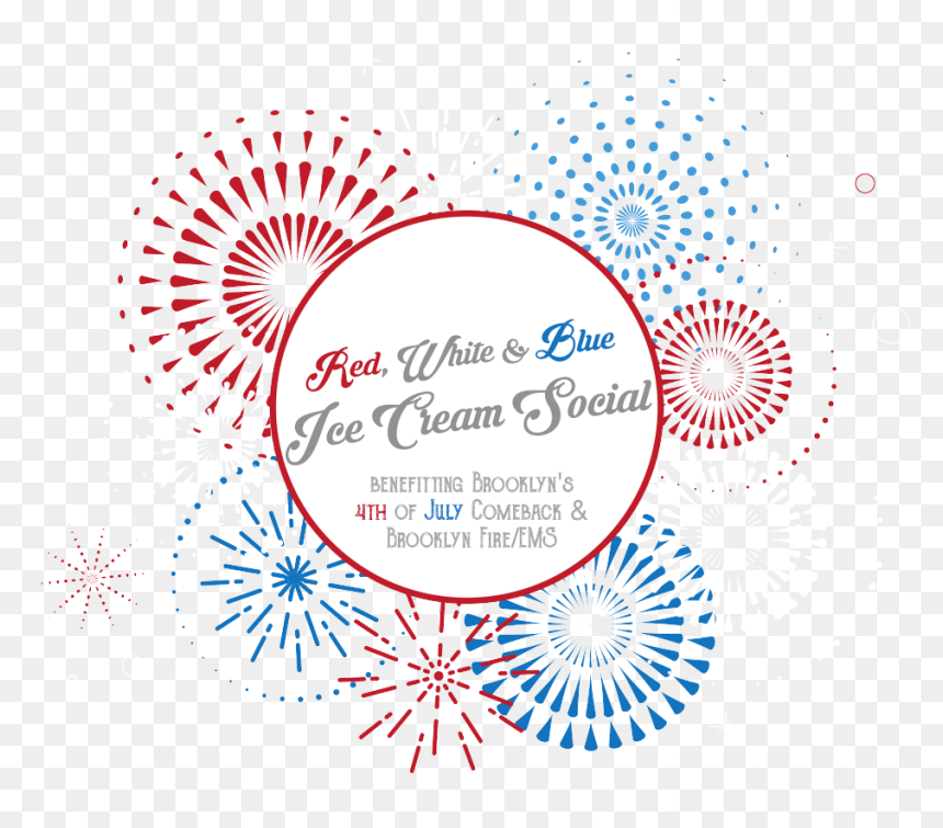 Red, White & Blue Ice Cream Social - Circle, HD Png Download - white fireworks png