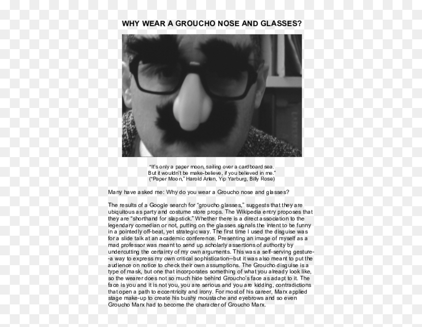 Photo Caption, HD Png Download - groucho glasses png