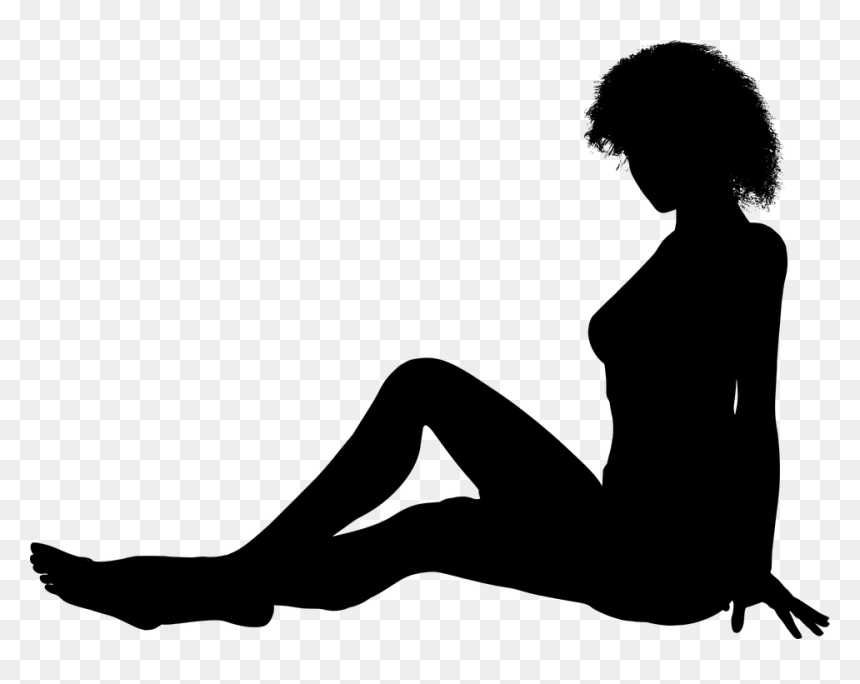 Female, Seated, Silhouette, Sitting, Woman - Female Silhouette Sitting, HD Png Download - woman sitting silhouette png