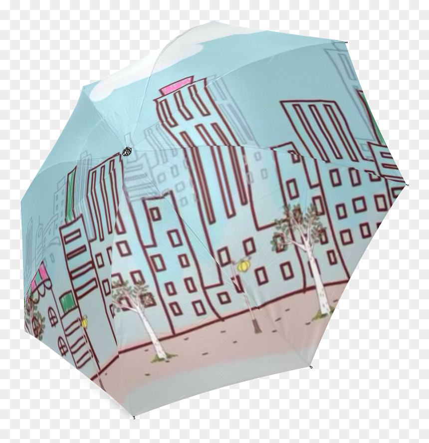 Cartoon City Foldable Umbrella - Umbrella, HD Png Download - cartoon city png
