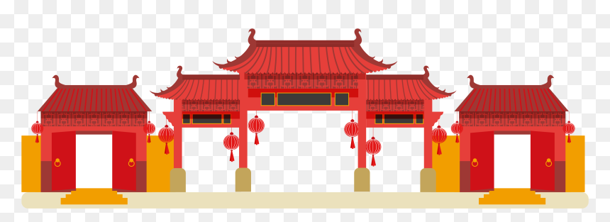 Transparent Rooftop Clipart - Chinese Building Png, Png Download - cartoon city png