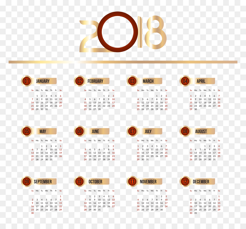 2018 Calendar Png, Transparent Png - blank calendar png