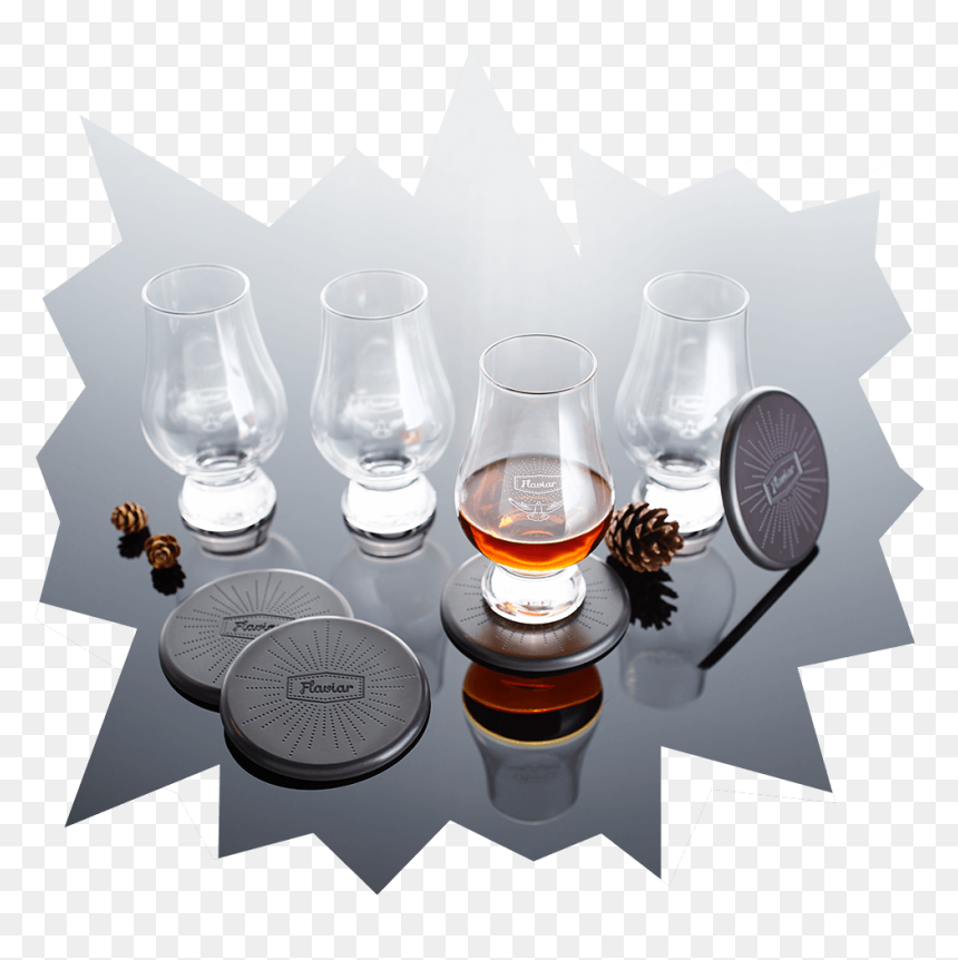 4 Flaviar Whisky Glasses & Coasters - Trophy, HD Png Download - scotch glass png