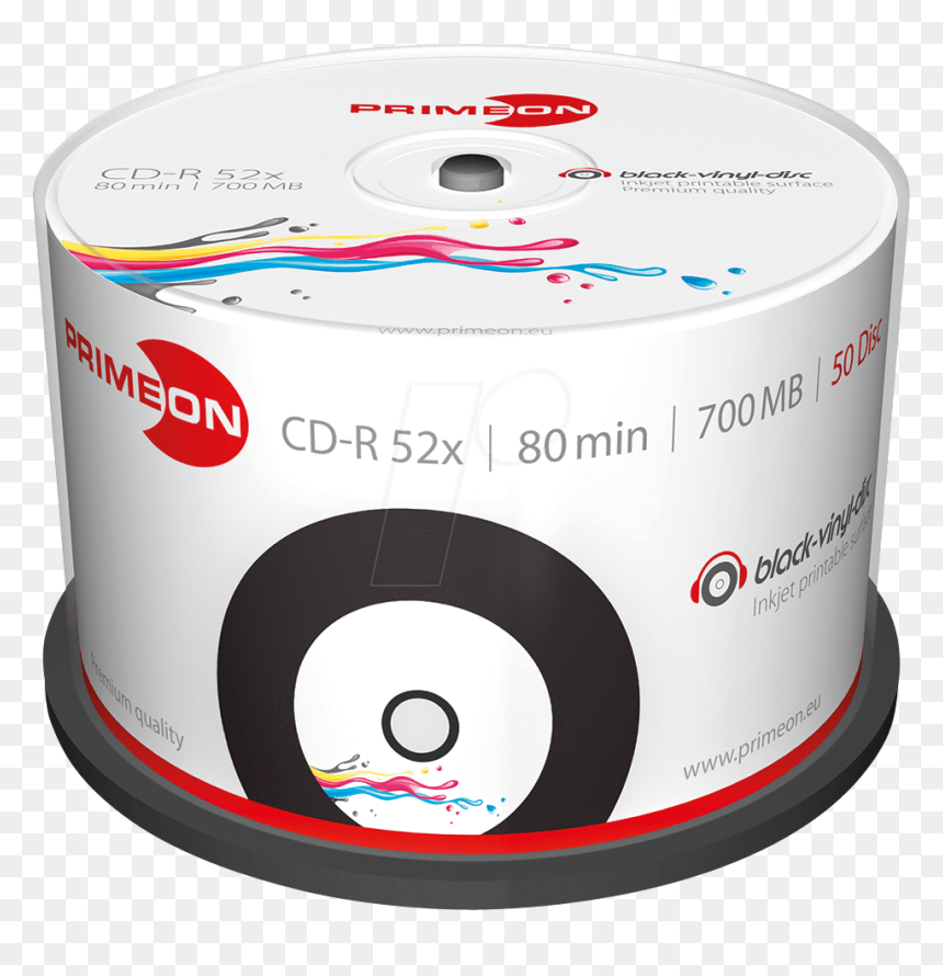 Cd-r 80min/700mb, 50 Pcs Cakebox Primeon - Cd R Primeon Black Vinyl, HD Png Download - blank cd png