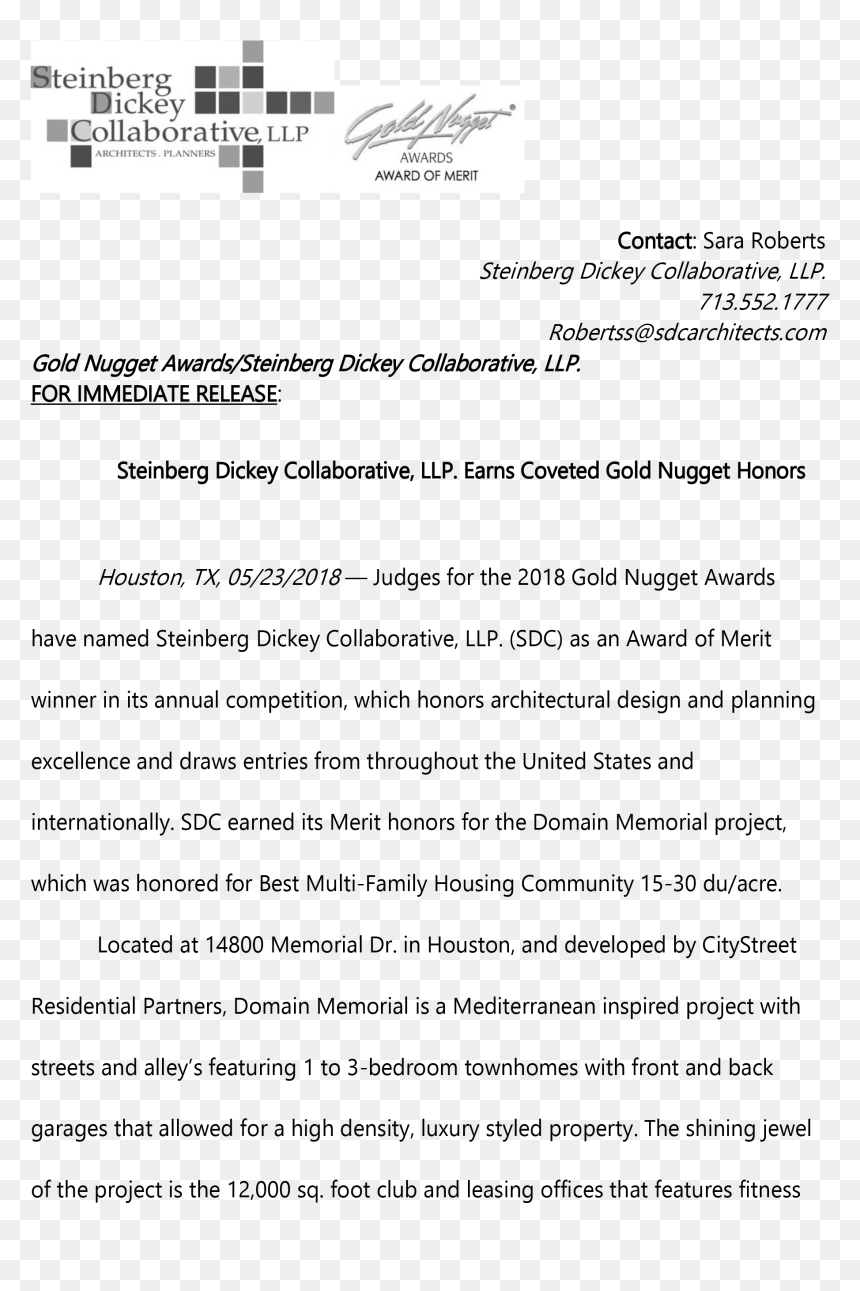 Domain Memorial Project Given 2018 Gold Nugget Award - Gold Nugget Award, HD Png Download - 2018 gold png