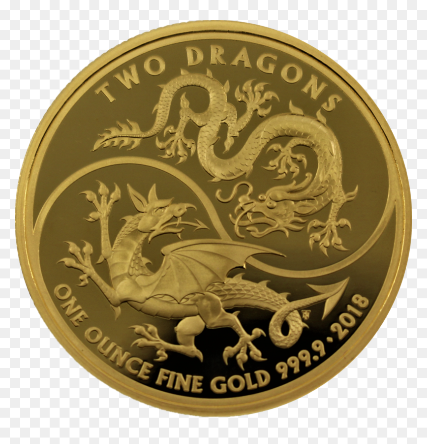 2018 1 Oz Great Britain Two Dragons 9999 Gold Proof - Circle, HD Png Download - 2018 gold png