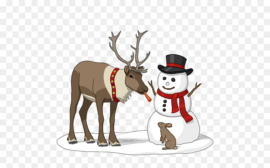 Snowman Giving His Carrot, HD Png Download - santa reindeer png