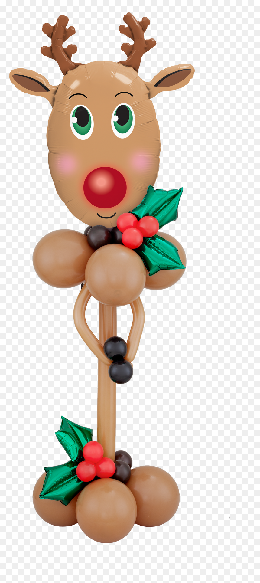 Red Nosed Reindeer Pedestal - Balloon, HD Png Download - reindeer clipart png