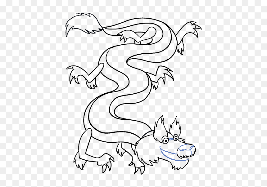How To Draw Chinese Dragon - Cartoon Chinese Dragon Drawing, HD Png Download - asian dragon png