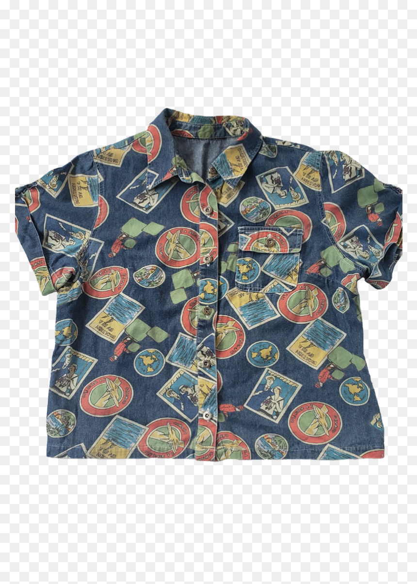 Vintage Sag Harbor Sport Men"s Stamp Print Buttondown"
 - Blouse, HD Png Download - vintage stamp png