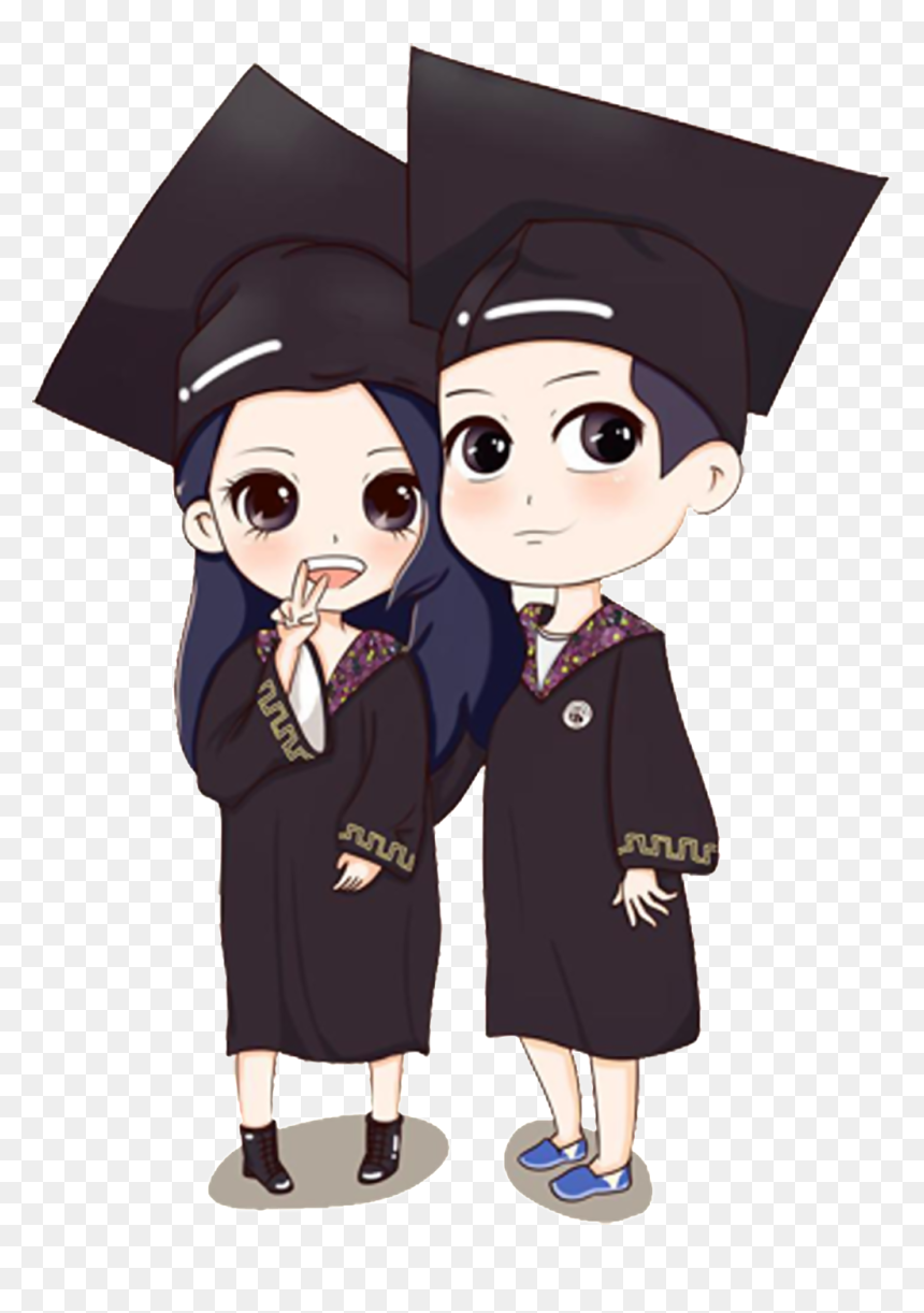 Hand Drawn Cartoon Men And Women Graduates Transparent - Graduation Cartoon Transparent, HD Png Download - graduation frame png