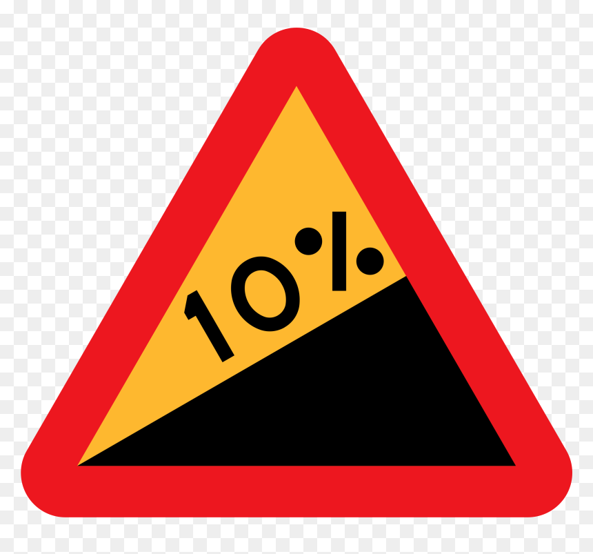 10% Upward Gradient Roadsign Clip Arts - Slope Clipart, HD Png Download - red gradient png